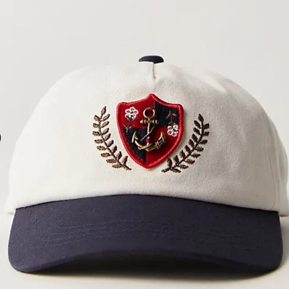 NWT Free People Anchor Charmed Baseball Cap in White main image 5
